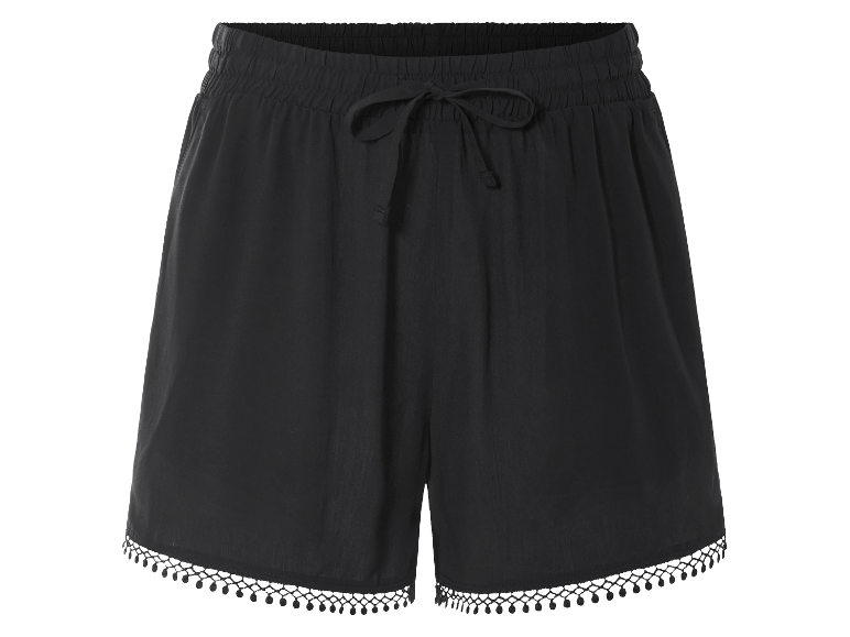Zwarte shorts met trekkoord en gezoomde rand.