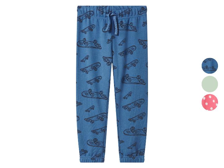 Blauwe joggingbroek voor kinderen met skateboardprint en trekkoord in de taille
