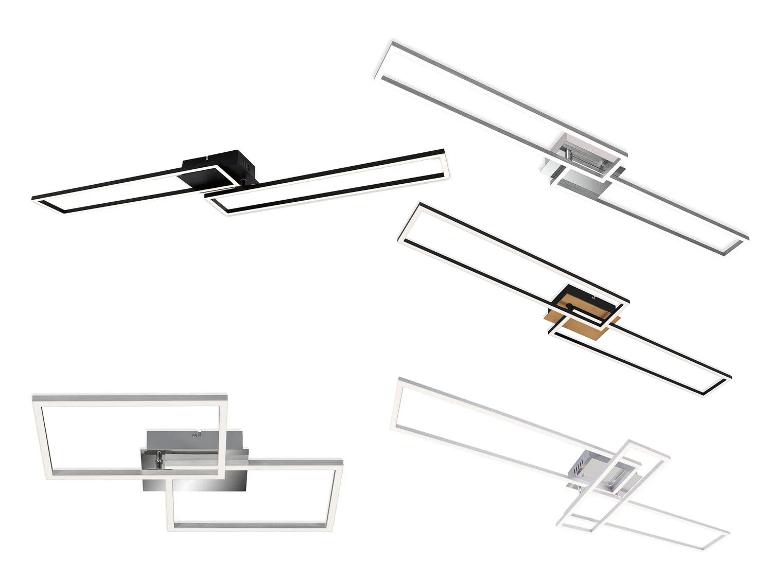 Meerdere moderne LED-armaturen met geometrische vormen in diverse kleuren.