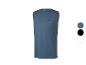 Blauw mouwloos sportshirt voor heren met logo, ook verkrijgbaar in zwart en wit.