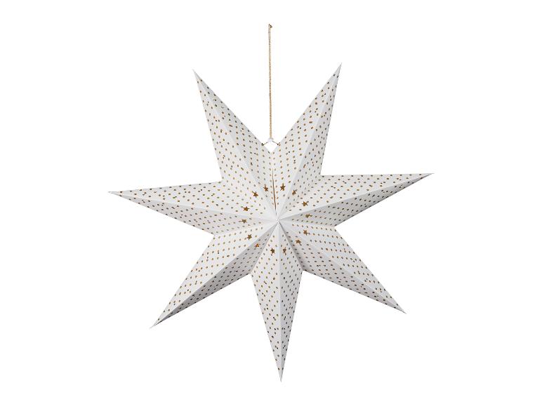 Witte kerstster met gouden stippen en uitgesneden sterren