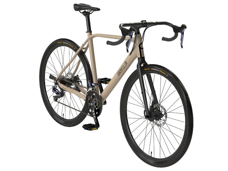 Beige GRAVELER gravelbike met Continental TerraTrail banden.