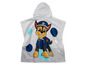 Een grijze badjas met capuchon met Chase van Paw Patrol.