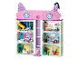 Meerlaags LEGO Friends poppenhuis in de vorm van een kat met accessoires.
