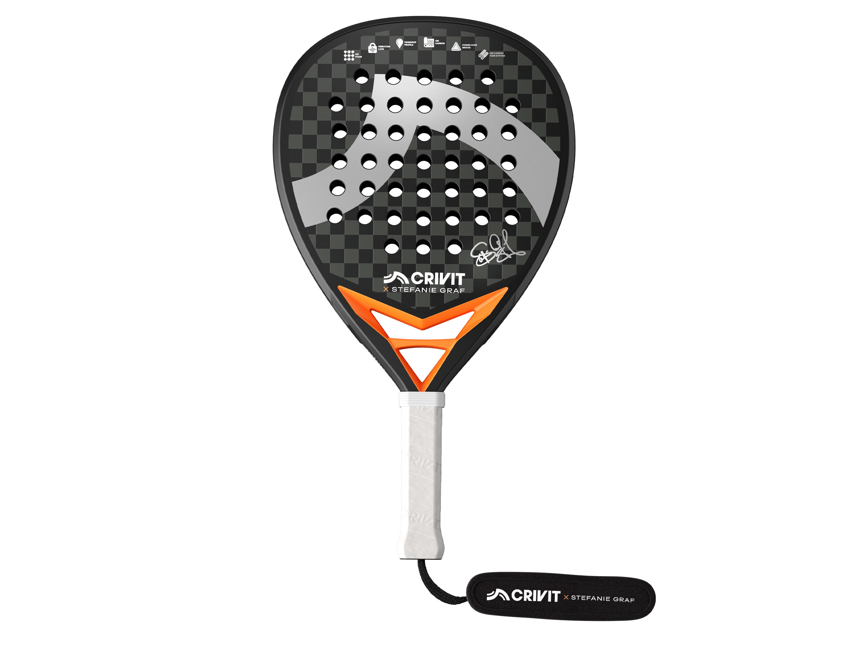CRIVIT Padelracket 12K Carbon PRO - Stefanie Graf - 1