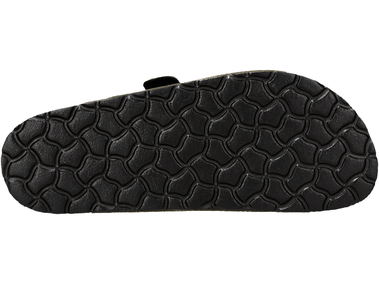 Zool van een slipper of sandaal met antislip schubbenpatroon.