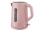 Roze waterkoker met waterniveau-indicator en handvat.