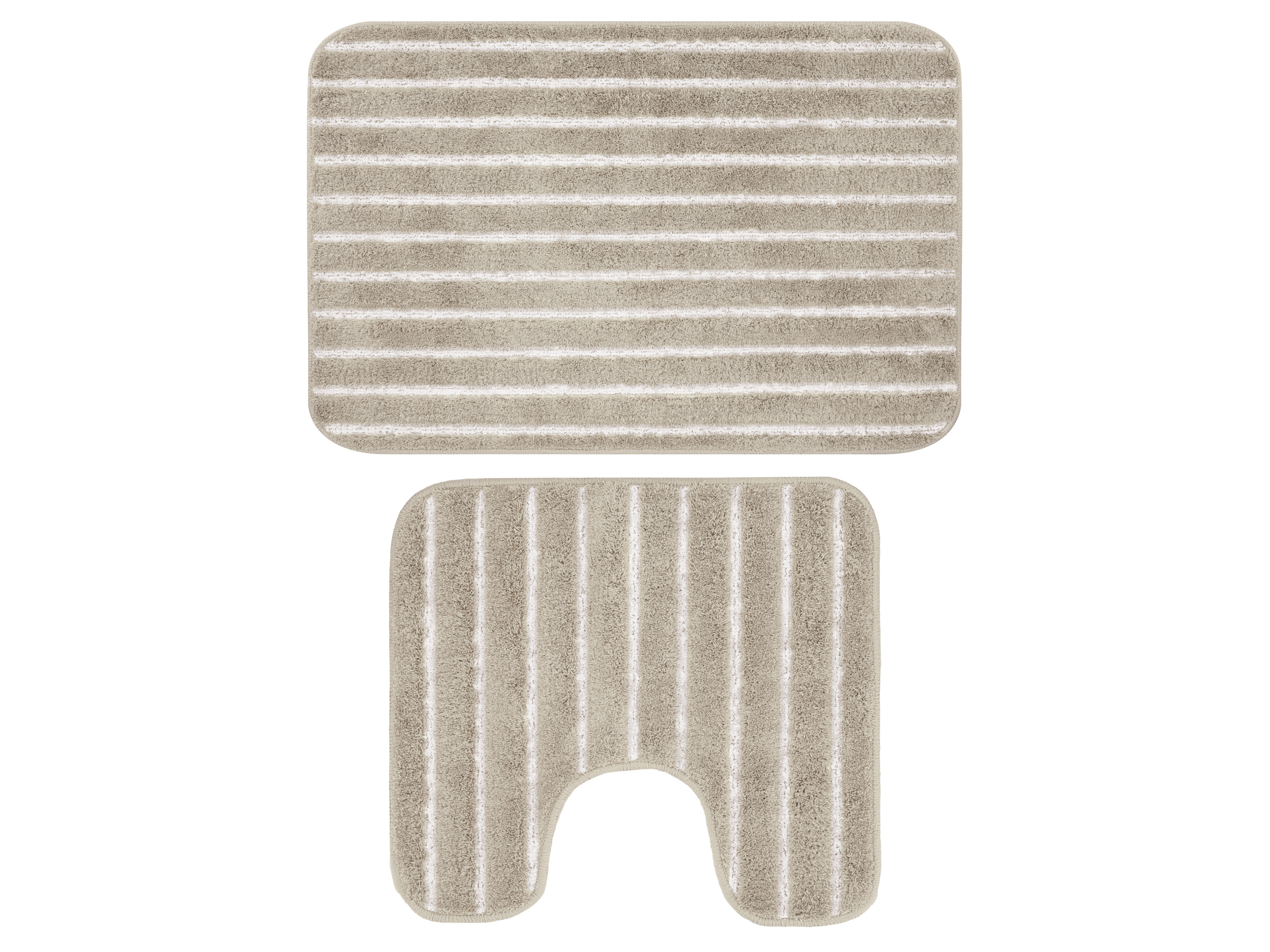 LIVARNO Badmat en toiletmat, 2-delig (Met uitsnede, Beige)