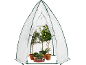 Draagbare kas met diverse potplanten, waaronder een citroenboom.