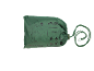 Groene one-size regenponcho, opvouwbaar, met trekkoord.