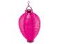 Een levendige roze zonnelantaarn van papier met een haak om op te hangen.