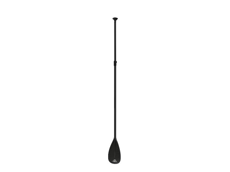 Zwarte verstelbare stand-up paddleboard peddel met T-handvat en geribbeld blad.