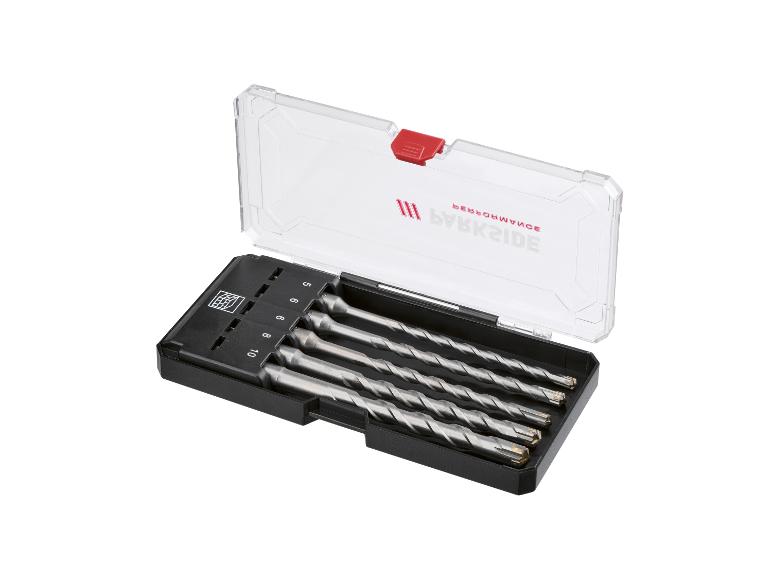 Parkside slagschroefboortjes in een plastic doosje.