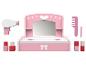Roze make-up speelset met spiegel, föhn en accessoires.