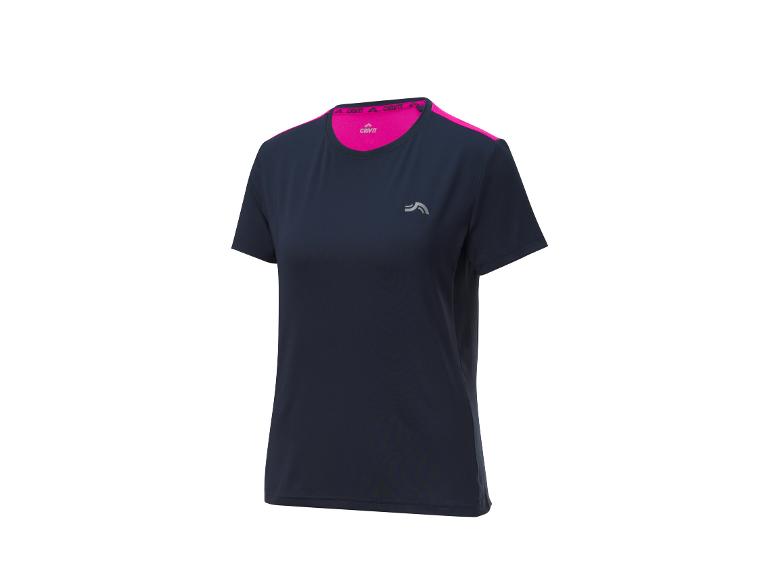 Crivit dames t-shirt, donkerblauw met roze details.