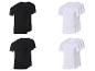 Set van zwarte en witte heren T-shirts met V-hals en ronde hals