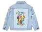 Kinderen jeansjack met kleurrijk Minnie Mouse ontwerp.