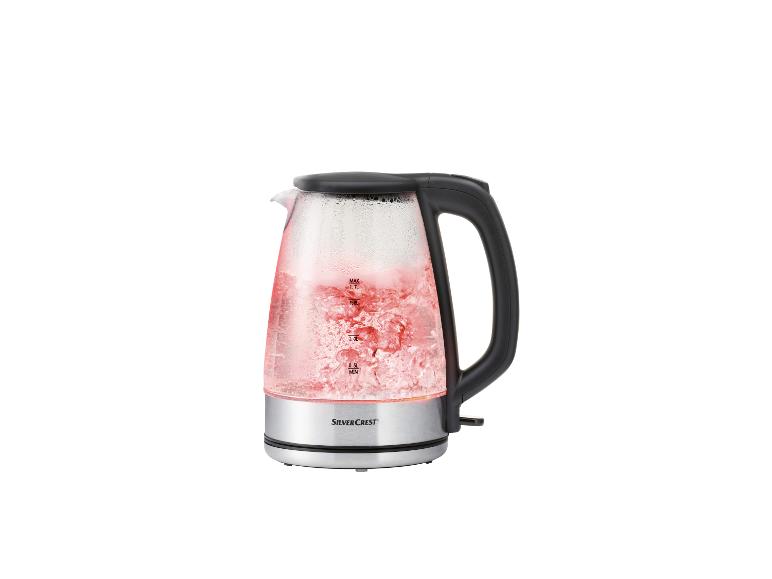 Glazen waterkoker SilverCrest met verborgen verwarmingselement.