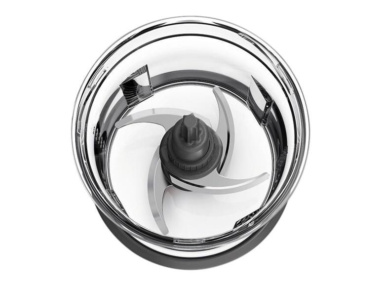 Vervangend hakmes met zwarte basis en drie stalen messen.