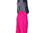 Roze dames skibroek met bretels en grijs thermoshirt.