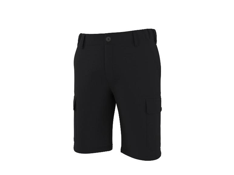 Zwarte cargoshorts met zijzakken en een knoop in de taille.