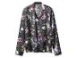 Donkergrijs bloemen satijnen pyjamashirt