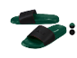 Parkside slippers donkergroen met zwarte details.