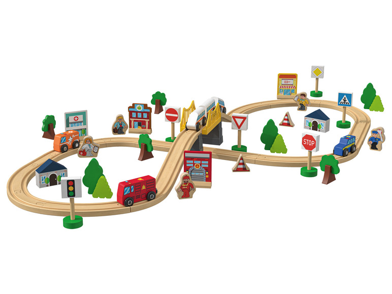 Ga naar volledige schermweergave: Playtive Houten treinbaanset stad/boerderij - afbeelding 1