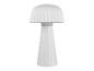 Moderne witte tafellamp in de vorm van een paddenstoel.