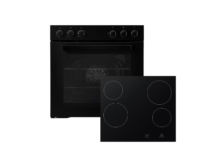 Zwarte elektrische oven met een kookplaat met vier zones