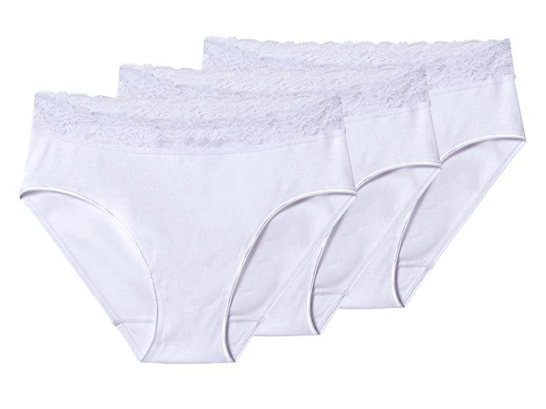 Drie witte kanten slips, diagonaal gerangschikt.