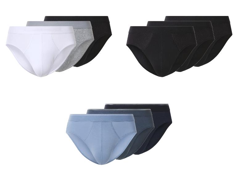 Set van 9 herenslips in wit, grijs, zwart en blauw.