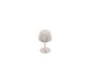 Witte tafellamp met geplooide kap en ronde voet.