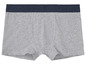 Grijze boxershorts met donkerblauwe band.