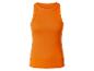 Een oranje geribbeld tanktop.