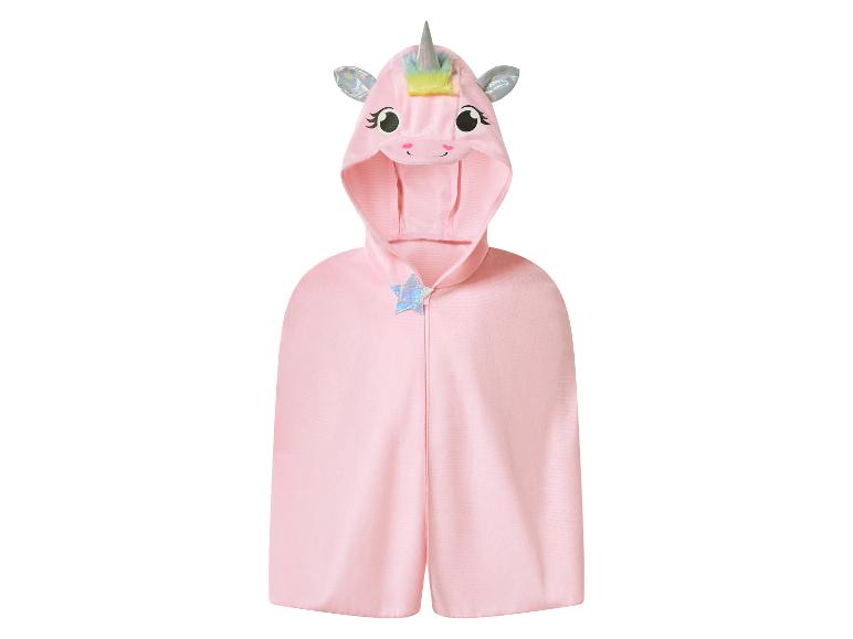 Roze eenhoorn capuchoncape voor kinderen met een sterrensluiting.