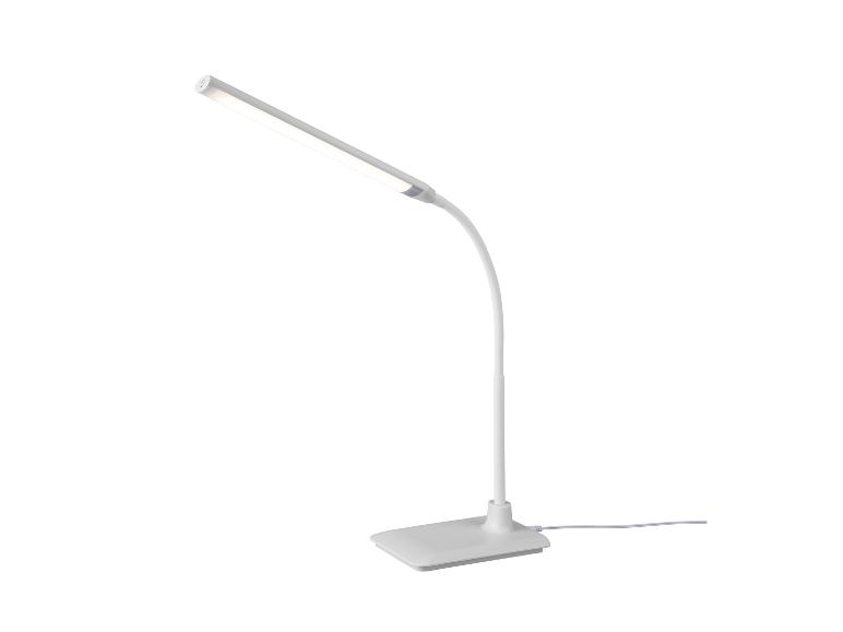 Witte LED-bureaulamp met flexibele arm en rechthoekige voet