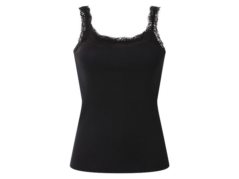 Zwarte geribbelde camisole met kanten rand