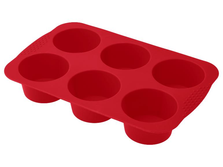 Rode siliconen muffinvorm met 6 holtes