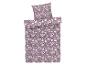 Beddengoed met dekbedovertrek en kussenslopen, lila bloemenprint.