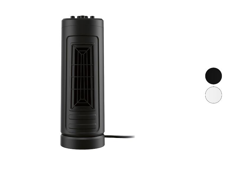 Zwarte torenventilator en verwarming.