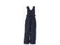 Blauwe kinderoveralbroek met verstelbare schouderbanden en elastische taille.