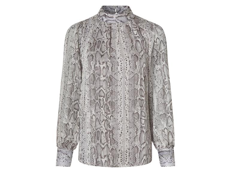 Grijze blouse met slangprint.