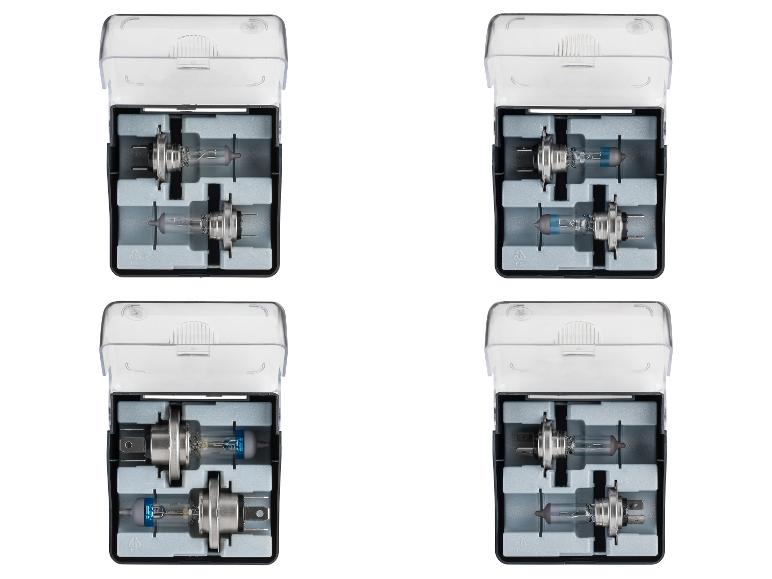 Twee sets met twee autolampen in een doorzichtige verpakking.