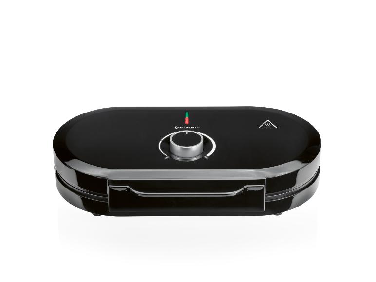 Zwarte SilverCrest broodrooster met temperatuurregelaar en indicatielampjes.