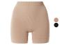 Naadloze beige corrigerende shorts met geribbelde taille, getoond met zwarte kleuroptie