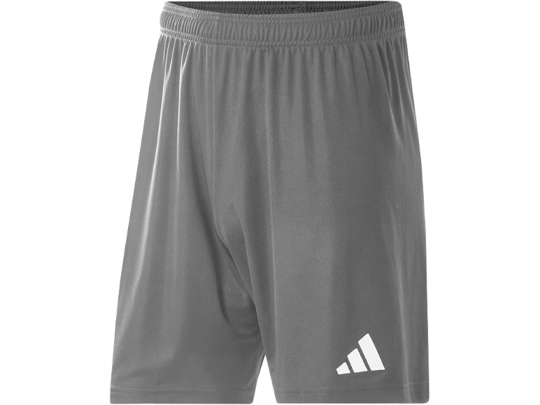Zwarte sportshorts met een elastische tailleband en een wit logo aan de zijkant.