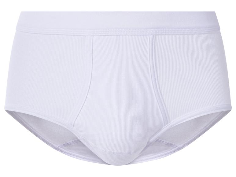 Witte geribbelde herenslip met elastische tailleband.