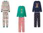 Drie sets kerstpyjama's, inclusief fair isle, elf- en rendierontwerpen.