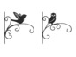 Twee zwarte metalen haken met vogel- en uilmotieven.